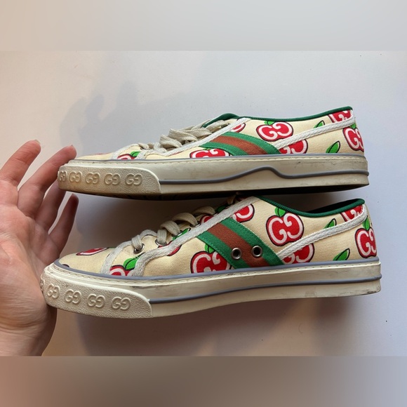 Gucci Tennis 1977 GG Apple Print Trainer Sneakers Size 10 / IT 40 - Picture 4 of 12